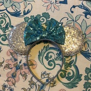 Blue and silver sparkle Minnie ears